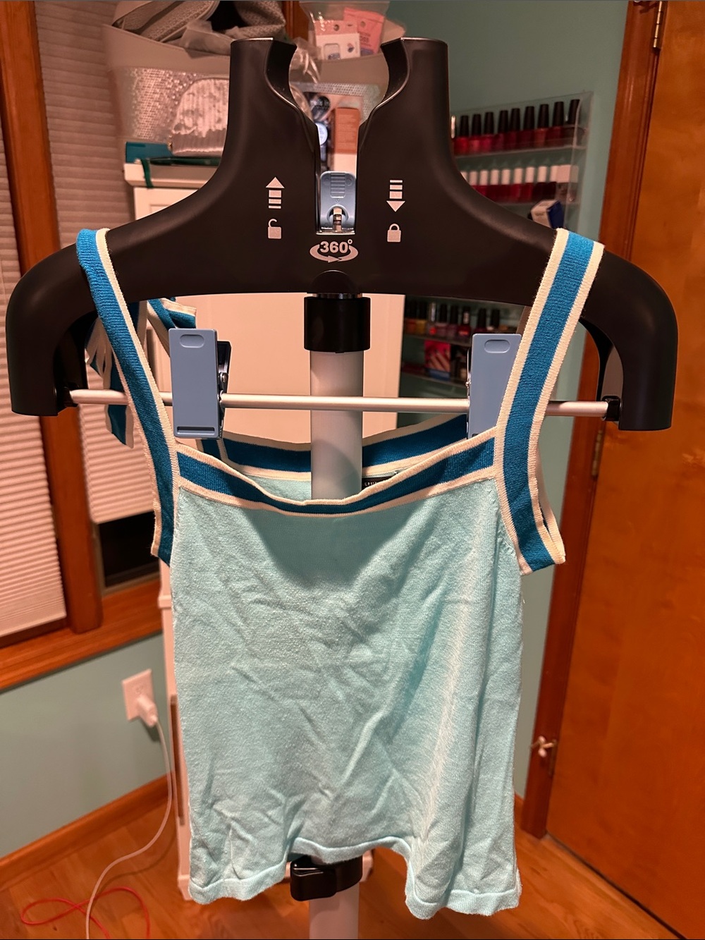 100% cotton Banana Republic Light Blue Tank with Darker Blue and White Trim